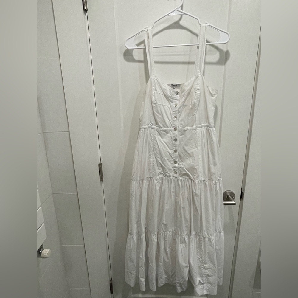 White Tiered Button-Front Sundress